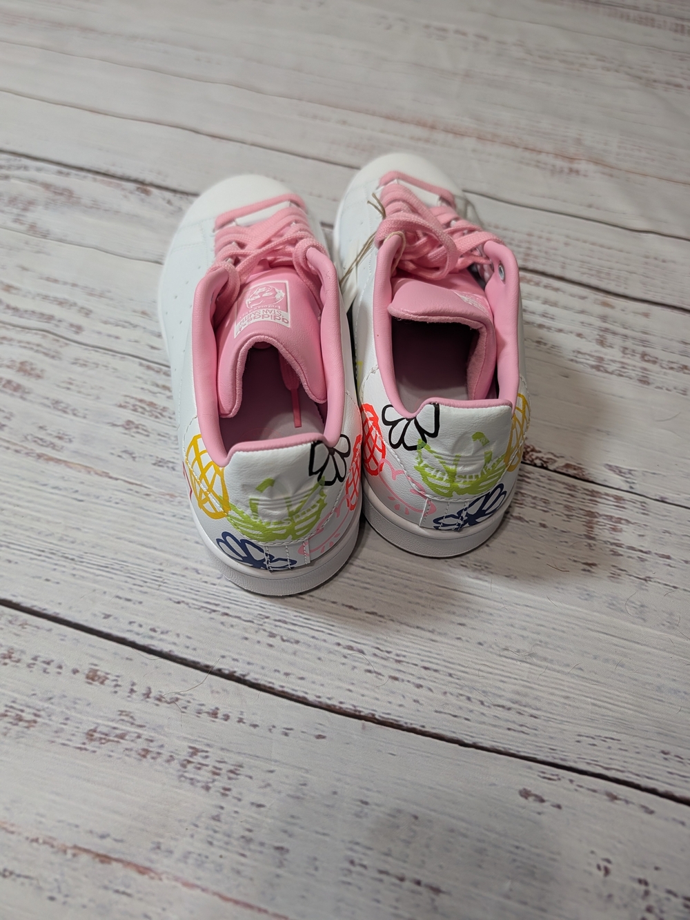 Adidas Originals Stan Smith Sneakers Doodle White Pink Size 8 - Picture 4 of 8